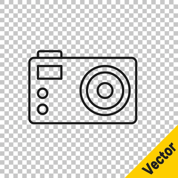 Черная Линия Фото Камера Значок Изолирован Прозрачном Фоне Фотокамера Цифровая — стоковый вектор