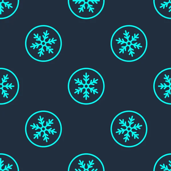 Πράσινη Γραμμή Snowflake Εικονίδιο Απομονωμένη Αδιάλειπτη Μοτίβο Μπλε Φόντο Καλά — Διανυσματικό Αρχείο