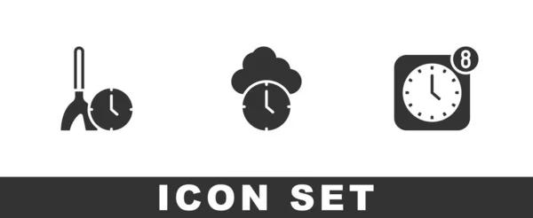 Establecer Hora Limpieza Reloj Alarma Reloj Aplicación Icono Móvil Vector — Vector de stock