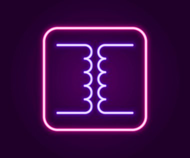 Glowing neon line Electrical transformer icon isolated on black background. Colorful outline concept. Vector