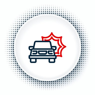 Çizgi Araba kazası ikonu beyaz arkaplanda izole edildi. Sigorta konsepti. Güvenlik, güvenlik, koruma, konsept koruma. Renkli taslak konsepti. Vektör
