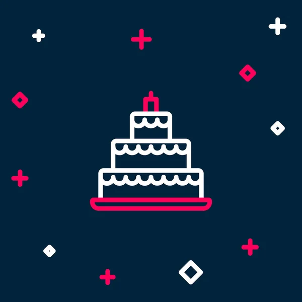 线婚礼蛋糕图标孤立在蓝色背景 五彩缤纷的概念 — 图库矢量图片