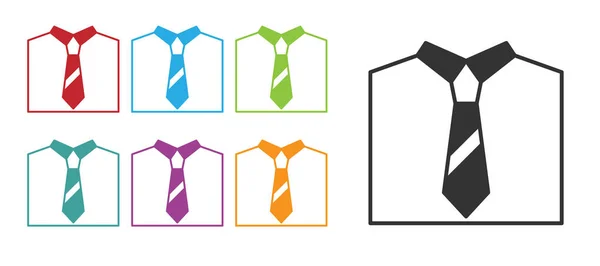Icona Cravatta Nera Isolata Sfondo Bianco Cravatta Cravatta Simbolo Set — Vettoriale Stock
