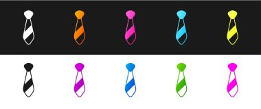 Kravat simgesini siyah ve beyaz arkaplanda izole et. Boyunbağı ve boyun bezi sembolü. Vektör