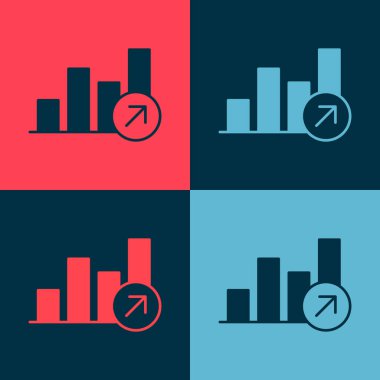 Pop Art Finansal Büyüme Simgesi renk arkaplanında izole edildi. Gelirleri arttırıyorum. Vektör