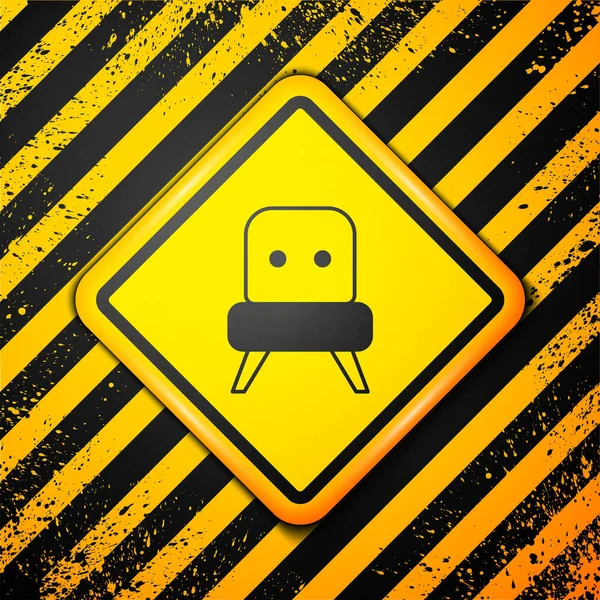 Schwarzer Sessel Ikone Isoliert Auf Gelbem Hintergrund Warnzeichen Vektor — Stockvektor