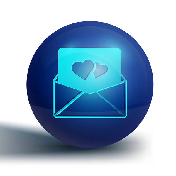 Sobre Azul Con Icono Corazón San Valentín Aislado Sobre Fondo — Vector de stock