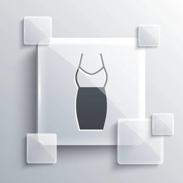 Grey Woman Jurk Pictogram Geïsoleerd Grijze Achtergrond Kleren Bord Vierkante — Stockvector
