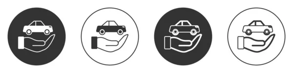 Černá Auto Pojištění Ikona Izolované Bílém Pozadí Pojištění Zabezpečení Bezpečnost — Stockový vektor