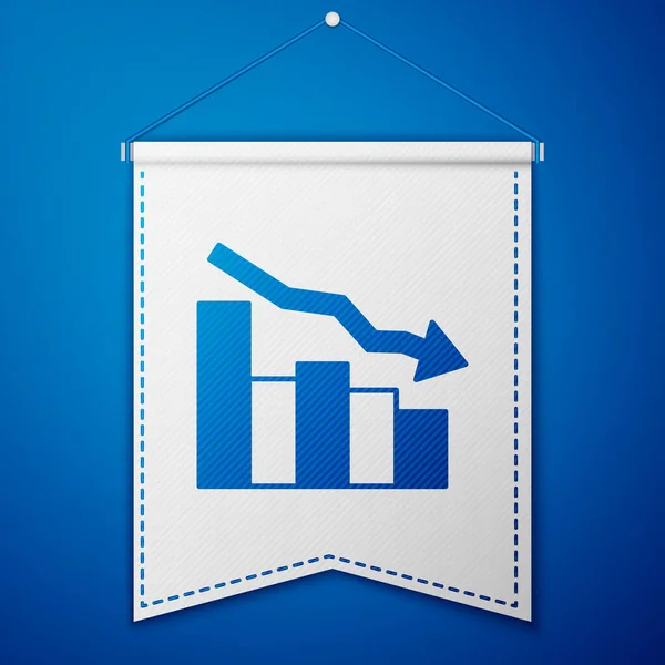 Ícone Diminuição Crescimento Financeiro Azul Isolado Fundo Azul Aumentar Receita —  Vetores de Stock