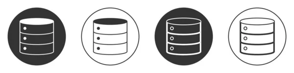 黑色服务器 网络托管图标隔离在白色背景上 圆形按钮 — 图库矢量图片