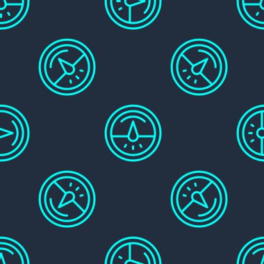 Green line Electric meter icon isolated seamless pattern on blue background.  Vector