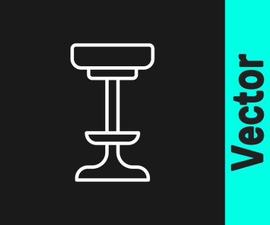 Beyaz çizgi sandalye simgesi siyah arkaplanda izole edildi. Vektör