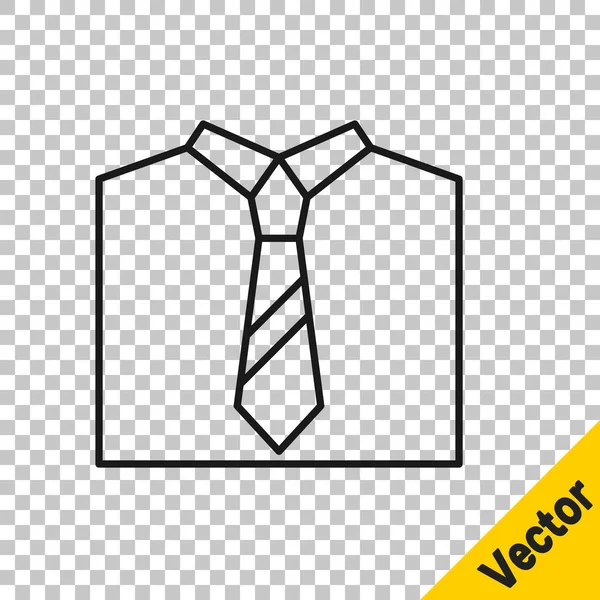 Czarna Linia Ikona Krawata Izolowana Przezroczystym Tle Krawat Symbol Szyjki — Wektor stockowy