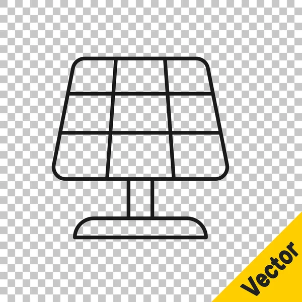 Schwarze Linie Solarpaneel Symbol Isoliert Auf Transparentem Hintergrund Sonne Mit — Stockvektor