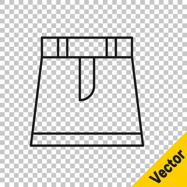 Black Line Skirt Icon Isolated Transparent Background Vector — Vetor de Stock