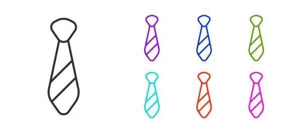 Black Line Tie Icon Isolated White Background Necktie Neckcloth Symbol — Stock Vector