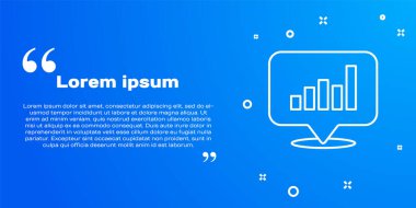 Mavi arkaplanda beyaz çizgi pasta grafiği bilgi simgesi izole edildi. Diyagram çizelgesi. Vektör