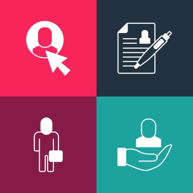 Pop sanatları işçisi, iş adamı, özgeçmiş ve ikon olarak ayarla. Vektör