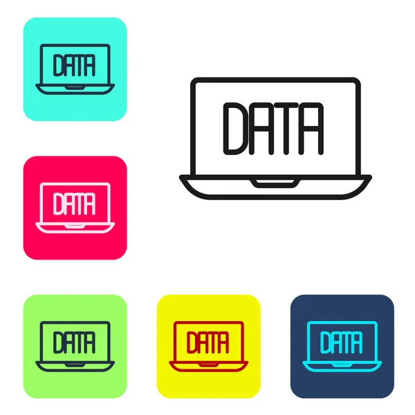 Black Line Data Analysis Icon Isolated White Background Business Data — Vettoriale Stock