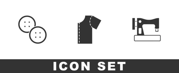 Set Naaiknop Patroon Machine Icoon Vector — Stockvector