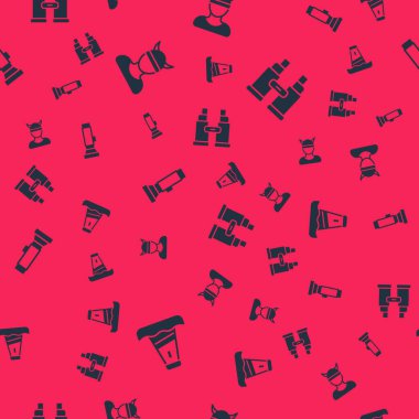 Deniz fenerini, Viking kafasını, el fenerini ve dürbünü kusursuz desene ayarlayın. Vektör