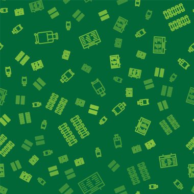 Bavul, tren yolu, tren yolu ve tren istasyonu hattını kusursuz bir şekilde ayarlayın. Vektör