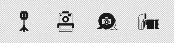 Ορισμός Λαμπτήρα Studio Softbox Φωτογραφική Μηχανή Και Εικονίδιο Διάνυσμα — Διανυσματικό Αρχείο