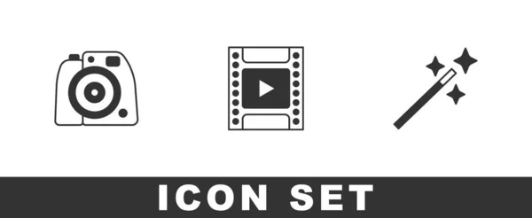Fotocamera Filmrolpatroon Retoucheerpictogram Instellen Vector — Stockvector