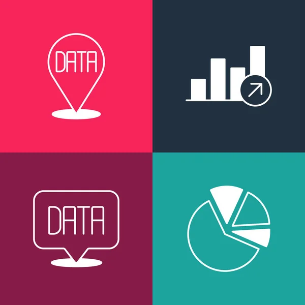 Set Pop Art Taartdiagram Infographic Data Analyse Financiële Groei Pictogram — Stockvector