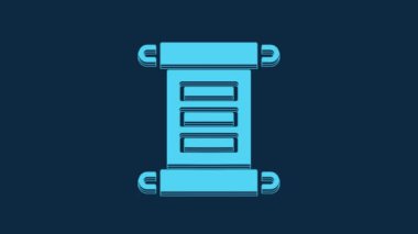 Blue Decree, paper, parchment, scroll icon icon isolated on blue background. 4K Video motion graphic animation.