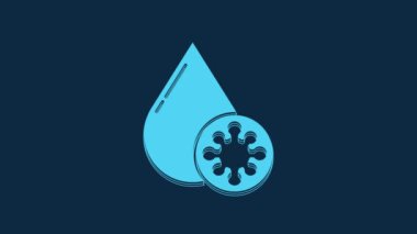 Blue Blood test and virus molecule coronavirus icon isolated on blue background. Coronavirus, COVID-19. 2019-nCoV. 4K Video motion graphic animation.