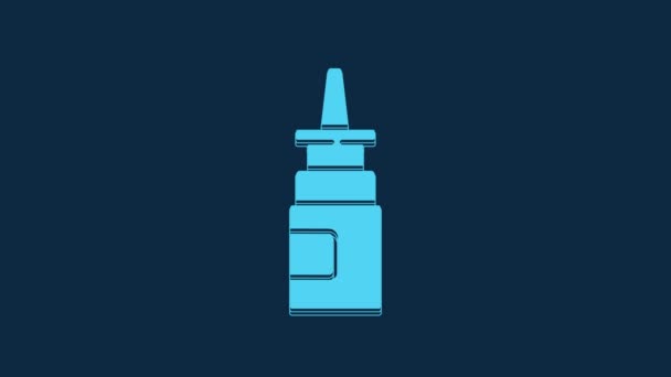 Blue Bottle Nasal Spray Icon Isolated Blue Background Video Motion — Stock Video