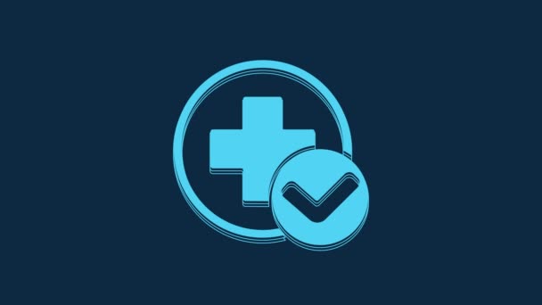 Медична Ікона Синього Хреста Ізольована Синьому Тлі Перша Допомога Діагностика — стокове відео
