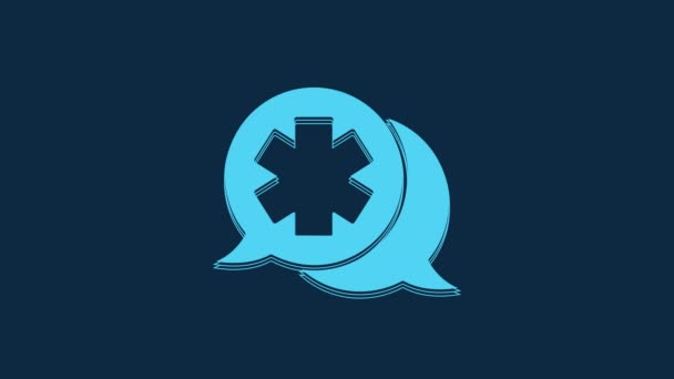 Diálogo Azul Con Icono Del Médico Aislado Sobre Fondo Azul — Vídeos de Stock