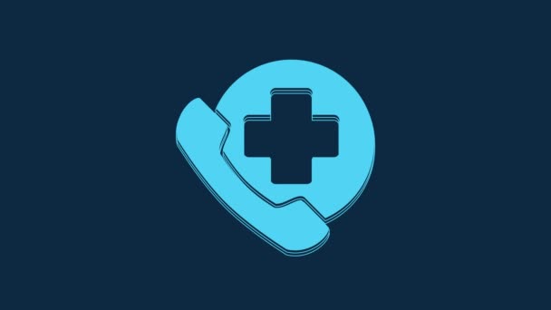 Blue Emergency Phone Call Hospital Icon Isolated Blue Background Video — Stock Video