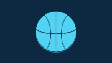 Blue Basketball ball icon isolated on blue background. Sport symbol. 4K Video motion graphic animation.