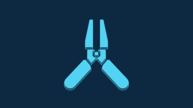 Blue Car battery jumper power cable icon isolated on blue background. 4K Video motion graphic animation.