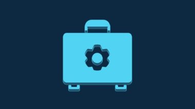 Blue Toolbox icon isolated on blue background. Tool box sign. 4K Video motion graphic animation.