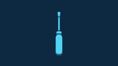Blue Screwdriver icon isolated on blue background. Service tool symbol. 4K Video motion graphic animation.