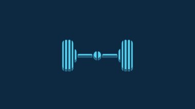 Blue Chassis car icon isolated on blue background. 4K Video motion graphic animation.