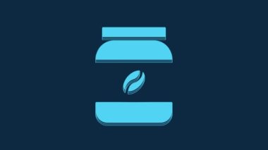 Blue Coffee jar bottle icon isolated on blue background. 4K Video motion graphic animation.