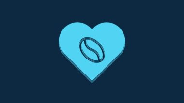 Mavi Kahve Aşıkları simgesi mavi arka planda izole edilmiş. Kahveye bayılırım. 4K Video hareketli grafik canlandırması.