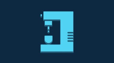 Blue Coffee machine icon isolated on blue background. 4K Video motion graphic animation.