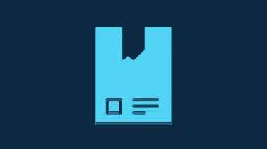 Blue Bag of coffee beans icon isolated on blue background. 4K Video motion graphic animation.