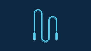 Blue Jump rope icon isolated on blue background. Skipping rope. Sport equipment. 4K Video motion graphic animation.