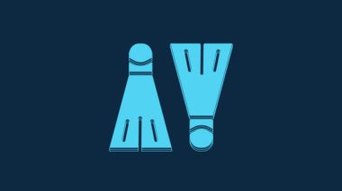 Blue Rubber flippers for swimming icon isolated on blue background. Diving equipment. Extreme sport. Sport equipment. 4K Video motion graphic animation.