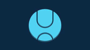 Blue Tennis ball icon isolated on blue background. Sport equipment. 4K Video motion graphic animation.
