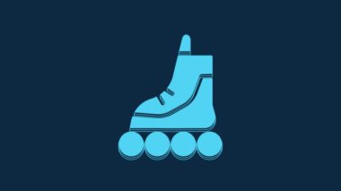Blue Roller skate icon isolated on blue background. 4K Video motion graphic animation.