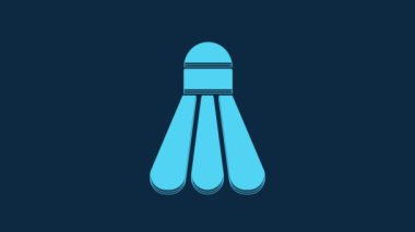 Blue Badminton shuttlecock icon isolated on blue background. Sport equipment. 4K Video motion graphic animation.